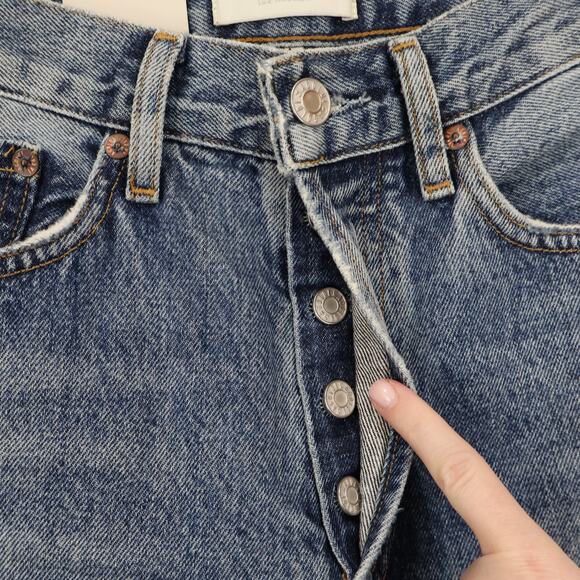 NWT Agolde Lana Mid-Rise Vintage Straight Jean Button Fly In Backdrop Size 24 - Picture 6 of 10